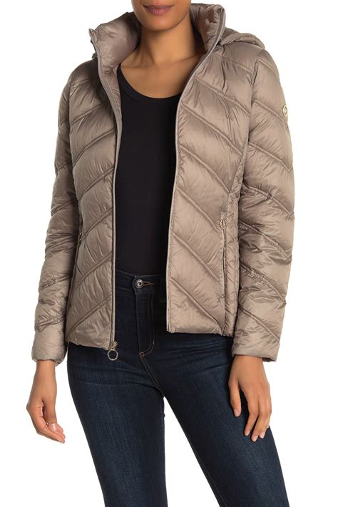 michael michael kors packable hooded zip down puffer jacket|Michael Kors winter puffer jacket.